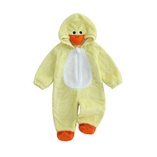 (6-12 Months, Yellow) Dětský kostým, roztomilý plyšový overal s kapucí a nohavicemi, kostým kachny na Halloween