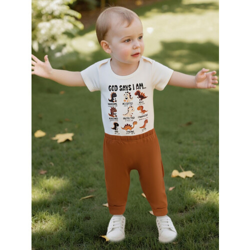 (12-18 Months, Beige) Καλοκαιρινή στολή για στάμπα δεινοσαύρων 2