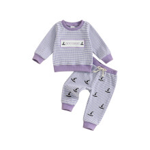 (18-24 Months, Purple) Ensemble Halloween bébé : pull manches longues col rond broderie citrouille et chapeau + pantalon élastique