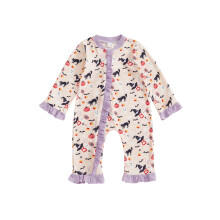 (3-6 Months, Purple) Kombinezon na Halloween z falbanką, długim rękawem, dla noworodków, modne ubrania