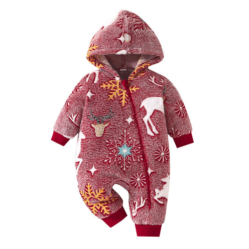 (12-18 Months, Red) Combinaison de Noël fermeture éclair