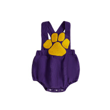 (0-3 Months, Purple) Salopetă scurtă din catifea pentru băieți, fără mâneci, broderie gheare, cu bretele