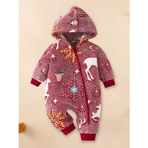 (12-18 Months, Red) Combinaison de Noël fermeture éclair 2