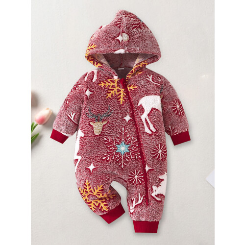 (6-9 Months, Red) Combinaison de Noël fermeture éclair 2