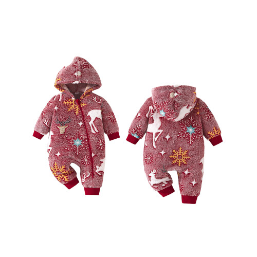 (6-9 Months, Red) Combinaison de Noël fermeture éclair 1