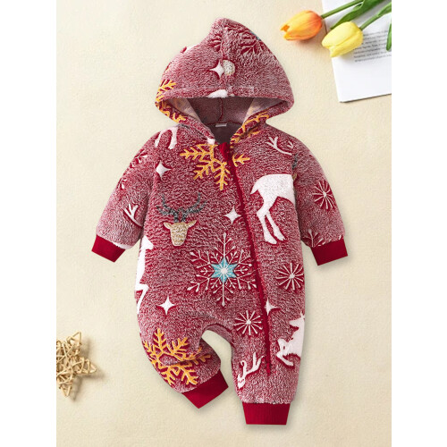 (3-6 Months, Red) Combinaison de Noël fermeture éclair 2
