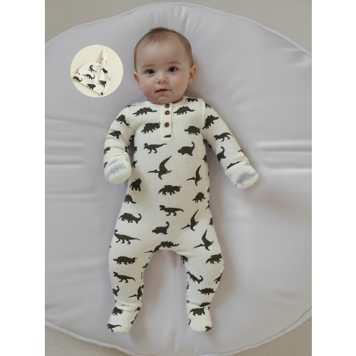 (3-6 Months, Green) Σετ Ολόσωμης Φόρμας με Σκούφο. 2