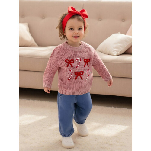 (18-24 Months, Pink) Χριστουγεννιάτικα πουλόβερ για και κέντημα. 2