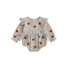 (12-18 Months, Khaki) Baby Mädchen Thanksgiving Strampler mit Truthahn, gestreiftem Body und Schleife – süße Herbstkleidung