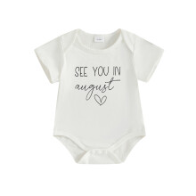 (0-3 Months, White August) Baby-Strampler, Kurzarm, Rundhalsausschnitt, Buchstabenprint, Sommerbody für Mädchen und Jungen