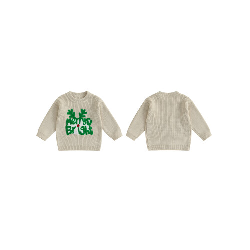 (4-5 Years, Beige) Παιδικό Χριστουγεννιάτικο Πουλόβερ για Νήπια 1