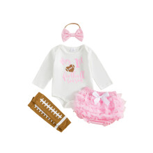 (9-12 Months, Pink) Kislány őszi ruhák, hosszú ujjú, betűmintás, réteges, 4 db-os szett