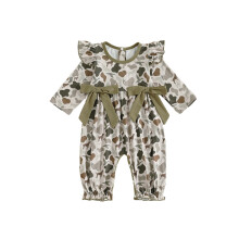(3-6 Months, Army Green) Baby Mädchen Herbst Strampler Langarm Rundhals Camouflage-Muster Rüschen Jumpsuit Babypyjama
