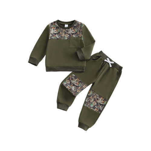 (2-3 Years, Army Green Leaves) Παιδικό Σετ 2 Φθινοπωρινή Εμφάνιση