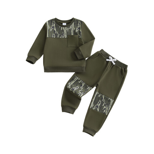 (3-4 Years, Army Green Stripes) Παιδικό Σετ 2 Φθινοπωρινή Εμφάνιση