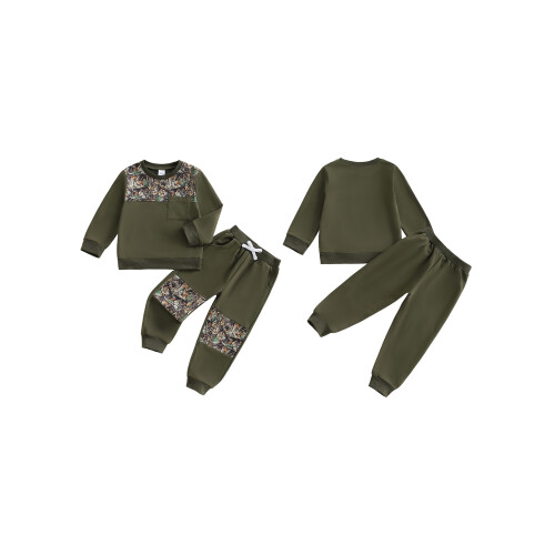 (2-3 Years, Army Green Leaves) Παιδικό Σετ 2 Φθινοπωρινή Εμφάνιση 1