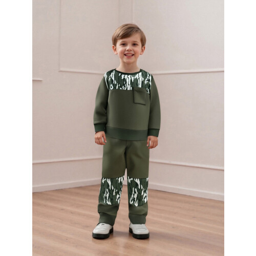 (12-18 Months, Army Green Stripes) Παιδικό Σετ 2 Φθινοπωρινή Εμφάνιση 2