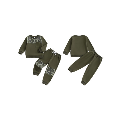 (3-4 Years, Army Green Stripes) Παιδικό Σετ 2 Φθινοπωρινή Εμφάνιση 1