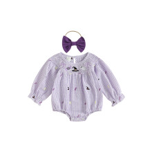 (6-12 Months, Purple) Baby-Mädchen-Strampler mit Karomuster, und Stirnband