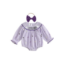 (12-18 Months, Purple) Baby-Mädchen-Strampler mit Karomuster und Stirnband