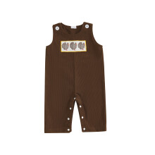 (6-12 Months, Khaki) Romper Bríste Gan Smál Bróidnithe do Leanbh le haghaidh Lá an Bhuíochais, Éadaí an Fhómhair Gleoite