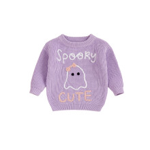 (3-6 Months, Purple) Kisgyermek kislány halloweeni pulóver szellem hímzett hosszú ujjú kínai pulóver aranyos őszi ruhák
