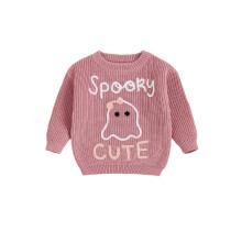 (0-3 Months, Pink) Kisgyermek kislány halloweeni pulóver szellem hímzett hosszú ujjú kínai pulóver aranyos őszi ruhák