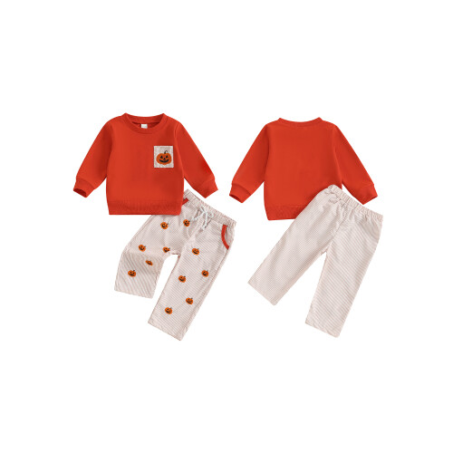 (6-12 Months, Orange) Σετ παντελονιών 2 λαιμόκοψη, ρίγες. 1