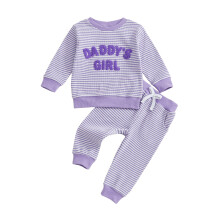 (0-6 Months, Purple) Herbstliches Outfit für Kleinkinder Mädchen: Langarm-Pullover + Hose, 2-teiliges Set