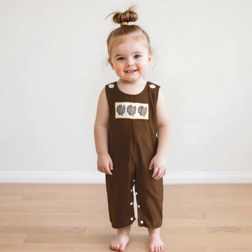 (12-18 Months, Khaki) Μωρουδιακή φόρμα με με γαλοπούλα 1