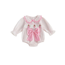 (0-3 Months, Pink) Weihnachtsbody für Mädchen – Langarm, Schleife, Streifen – Strampler für Neugeborene, Herbst/Winter