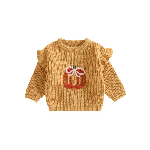(18-24 Months, Yellow) Φθινοπωρινό πουλόβερ για κέντημα κολοκύθας
