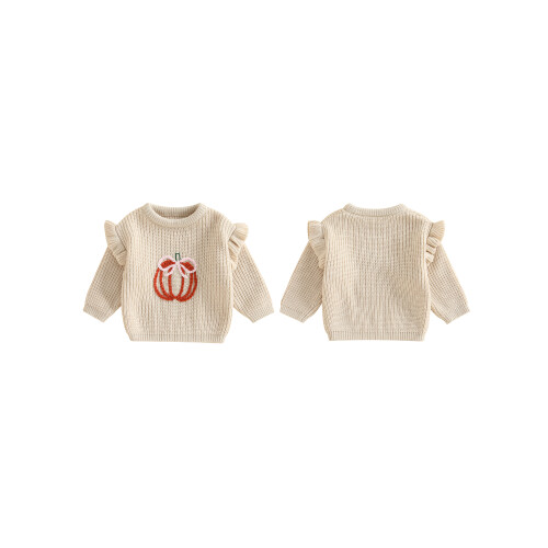 (6-9 Months, Khaki) Φθινοπωρινό πουλόβερ για κέντημα κολοκύθας 1