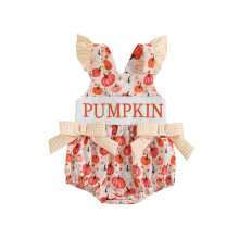 (12-18M, Orange) Baby-Mädchen-Overall, ärmelloser Strampler mit Geister-, Fledermaus- und Kürbisprint, Halloween-Kleidung