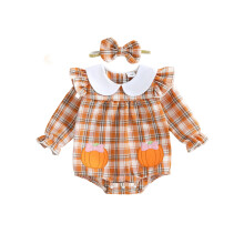 (0-3 Months, Orange) Baby-Mädchen-Strampler mit Karomuster, und Halloween!