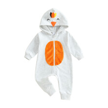 (12-18 Months, Gray) Baby-Strampler mit Truthahnmotiv für Thanksgiving, langärmelig, Kapuze, süße Herbstkleidung