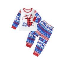 (4-5 Years, Blue) Weihnachtsoutfit für Kinder: 2-teiliges Set mit Rentier-Schneeflocken Langarmshirt und Hose