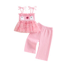 (5-6 Years, Pink) Halloweenske oblečenie pre dievčatko, súprava s tylovým topom a duchmi, viazané ramená
