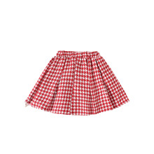 (3-4 Years, Red) Peuter meisjesrokje met pied-de-pouleprint, geplooid, elastische taille, A-lijn model, schattige winterkleding