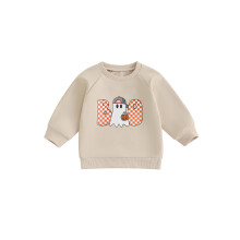 (2-3 Years, Orange) Halloween-Sweatshirt für Kleinkinder mit Kürbis- und Geisterprint, Rundhalsausschnitt und langen Ärmeln