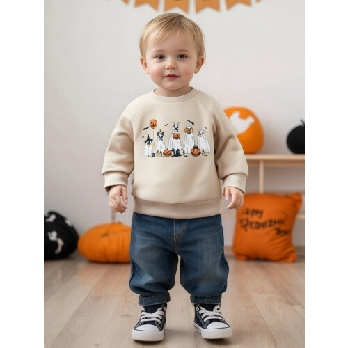 (12-18 Months, Khaki) Φούτερ νήπια κολοκύθας φάντασμα Halloween, με μακρύ μανίκι φθινόπωρο 2