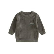(12-18 Months, Green) Baby Boy Fall Pullover Sweater Stylish Golf Embroidered Ribbed Crew Neck Long Sleeve Knitted Tops