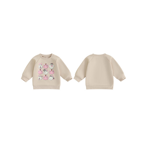 (3-4 Years, Beige) Φούτερ νήπια Halloween, μακριά μανίκια 1