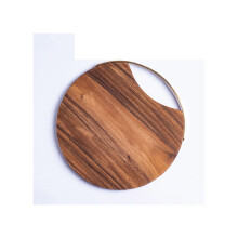 Large Thick Wooden Cutting Board with Handle, Vintage Round Pizza and Sushi Serving Tray