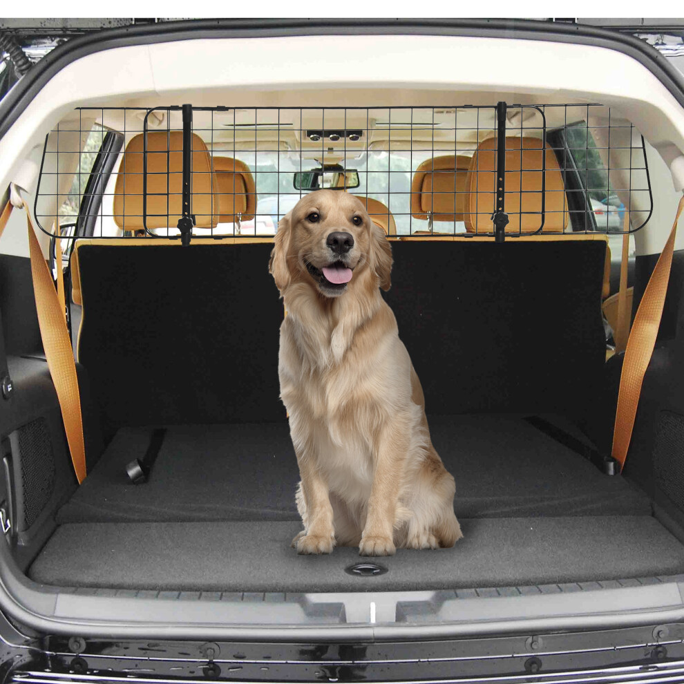 PAWHUT Heavy Duty Pet Dog Car Barrier Adjustable Ventilated Mesh Wire Guard Protector in Black - Image 2