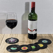 Drink Coasters Set of 6 Vintage CD Coasters Vinyl Records for Music Lovers, Housewarming Hostess Gifts Style 2