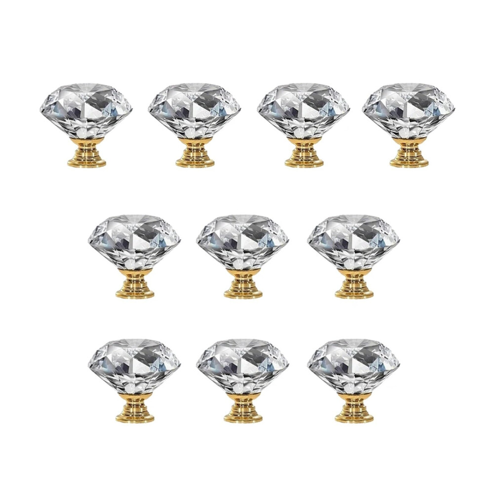 10Pcs Crystal Glass Cabinet Knobs And Stainless Steel Handles For Kitchen Drawer Dresser Wardrobe 9771547234913