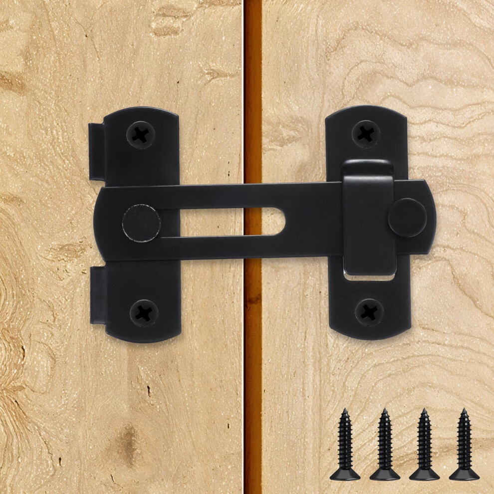 Barn Door Latch Heavy Duty Stainless Steel Black, 90/180 Degree Gate Latch With Dual Angle Locking 9771547235149