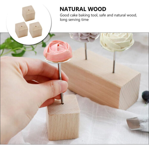 Wooden Cake Decorating Stand with Stable Support, Rectangular EcoFriendly Display Base Wood Color 1