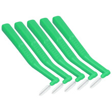 5pcs Green L-Shaped Interdental Brushes for Plaque Removal & Braces Cleaning